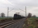 740 719-0 und 740 410-6 von Unipetrol mit einem Kesselzug am 13.11.15 nahe Vokov. Leider kam der Zug kurz vor der Dunkelheit.