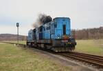 742 179-5 und 742 192-8 zu sehen am 23.02.24 beim Rangieren in Višňová.