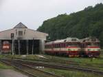 742 280-1, 854 023-9 und 854 017-1 bei Bahnbetriebswerke Trutnov am 7-8-2011.