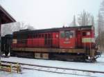 CD Cargo 742 283-5 steht auf dem Bahnhof Vimperk am 2012:01:28
