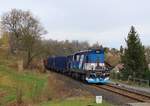 743 010-1 zu sehen mit einem Nahgüterzug nach Jablonec nad Nisou in Vesec u Liberce am 28.03.24.