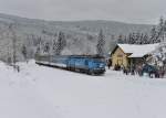 749 018 bei einer Rangierfahrt am 31.12.2014 in Kubova Hut. 