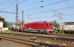 Schön aufgearbeitet und im Altlack mit Stern kam am 6.9.2021 die 750338-6 der CD aus Richtung Decin Vychod in den Bahnhof Decin Hlavni Nadrazi.