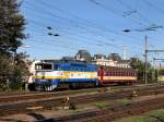 Die 754 019 am 01.10.2011 bei einer Rangierfahrt im Pilsener Hbf.