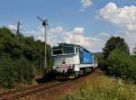 Die 754 026 mit einem Os nach Pilsen am 27.07.2013 unterwegs bei Nrsko.
