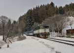 754 039 mit Rx 775 am 27.12.2014 bei Böhmisch Eisenstein. 