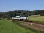 Die 754 008 mit einem Os nach Světlá nad Sázavou am 28.09.2014 unterwegs bei Mrzkovice.