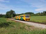 Der 814 212 als Os nach Čerčany am 11.07.2015 unterwegs bei Pecerady.