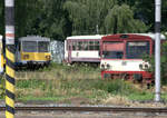 In Klatovy werden Beiwagen und Triebwagen der Baureihe 810 repariert, einige sind  idyliisch  abgestellt. 17.07.2020 12:38 Uhr Telebilck.