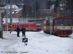 RE 2 mit 612 572 (Aufschrift Franken-Sachsen-Express) von Dresden Hbf nach Tanvald bei Ausfahrt in Jablonec n.N.