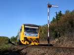 Der 814 014 am 03.10.2011 unterwegs bei Nrsko.