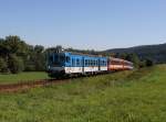 Der 842 012 als Os nach Nov dol am 07.09.2013 unterwegs bei Mezipotoč.