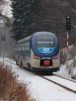 Nachschuß auf den 844 023-2, der mit dem Os 17210 nach As mesto das Esig von Hazlov passiert hat. 