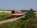 Der 854 009 als R nach Český Budějovice am 04.08.2018 unterwegs Lešetice.