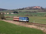 Der 854 006 las R nach Ceské Budějovice am 31.03.2016 unterwegs bei Čížová.