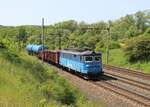 123 009-3 fuhr am 27.05.23 mit einem Mischer durch Želenice nad Bílinou.