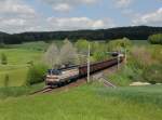 Die 340 049 mit einem Güterzug am 10.05.2014 unterwegs bei Hörschlag.