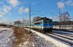 362 071-3 mit Rx 613 Svatava zu sehen am 29.12.17 bei Tršnice. 