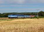 Die 362 056 mit einem Rx nach Pilsen am 07.07.2018 unterwegs bei Újezd.