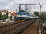 362 060-6 mit einem Schnellzug  R 676 aus Brno nach Praha-Smchov auf der Brcke Praha Vyehrad, am 26.09.13.