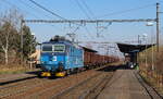 363 014 mit Eas Leerkohle in Jirkov zastavka von Kuty nach Nove Sedlo. Aufgenommen am 28.03.2022