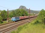 363 067-0 fuhr am 27.05.23 mit einem leeren Kohlenzug durch Želenice nad Bílinou.