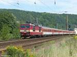 371 003-5 mit dem Eurocity Prag - Hamburg. Ebenfalls in Knigstein-Gterbahnhof. Datum: 18.08.08