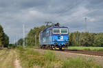 372 010 der CD Cargo rollte am 05.10.23 ohne einen BLG-Leerzug durch Marxdorf Richtung Zeithain.