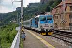 371 201 der CD bei der Durchfahrt durch den Haltepunkt Dolni Zleb. Aufgenommen am 01.08.2014.