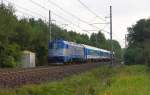 Am 21.8.2013 kam mir um 9.10 Uhr der CD D 1 Express mit Zuglok 380009 auf dem Weg nach Prag bei Stary Kolin vor die Kamera.
