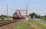 210 066-7 mit dem Container aus Nejdek zu sehen am 31.05.18 bei Tršnice.