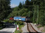 Die 210 039 mit einem Os nach Vyšší Brod am 14.08.2016 unterwegs bei Čertova Stěna.