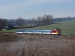 Die 242 239 mit einem Rx am 27.03.2016 unterwegs bei Dehtin.