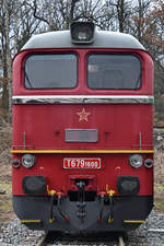 Die Diesellokomotive T 679 1600 Anfang April 2018 im Eisenbahnmuseum Lužná u Rakovníka.