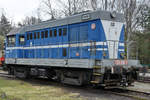 Die Diesellokomotive 720 058-7 Anfang April 2018 im Eisenbahnmuseum Lužná u Rakovníka.