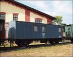 Historische ČSD Wohnen Wagen 94 555(Wagenfabrik Righoffer 1899) in Eisenbahn Museum Jaromer am 2.