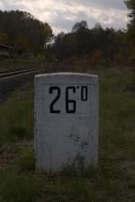 26,0 , ein typischer Kilometerstein in Dolny Poustevna , nach einigen Metern beginnt Sachsen. 20.10.2013 13:40 Uhr