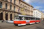 Tschechien / Straßenbahn (Tram) Brno / Brünn: Tatra K2P - Wagen 1024 von Dopravní podnik města Brna a.s. (DPMB), aufgenommen im März 2017 im Innenstadtbereich der tschechischen Stadt Brünn.