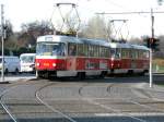 In Prag fahren noch einige Tatra T3SUCS mit der Rot-Creme farbenen Lackierung, 09.11.08