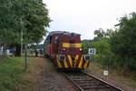 CZ-RCAS 98 54 4 702 586-9, historisch als CSD_T212 0586 angeschrieben, am 14.Juli 2018 vor dem Os 18395 (Jemnice - Moravske Budejovice) im Bahnhof Dedice.