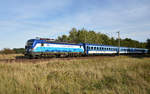 193 291-2 mit dem Eurocity aus Prag, kurz vor der Einfahrt am Bahnhof Büchen.