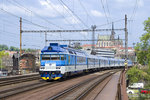 Am 5. Mai 2016 ist 560 021 als Os 4719 (Letovice - Křenovice horní nádraží) unterwegs und hat vor kurzem Brno hlavní nádraží verlassen.