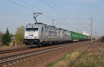 Wegen einer Streckensperrung zwischen Zerbst und Magdeburg wurde am 05.04.16 dieser Metrans-Containerzug über Bitterfeld umgeleitet.