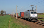 386 019  führte am 08.04.16 einen Containerzug durch Rodleben Richtung Wittenberg.
