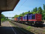 Zum Schluss noch ein kleines Highlight bestehend aus einem von zwei ehem. Ost V100 gezogenem Containerzug in Richtung Norden. 745 702-1 und 745 501-7 die jetzt in Tschechien fr RailTransport laufen bespannten diesen Zug. Aufgenommen am 03.06.2010 in Eichenberg.