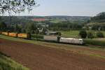 TX Logistik AG 185 539 (TXL) mit einem KLV Zug am 19.08.2009 bei Dollnstein im Altm�hltal.