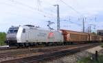 TX Logistik AG am 1.Mai 2010 kam BR 185 539-4 durch Magdeburg - Rothensee..   hier kurz hinter der Elbbr�cke