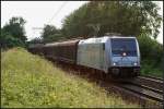 TXL 185 696-2 mit Transwaggon-Wagen Richtung Lehrte unterwegs (NVR-Nummer 91 ...