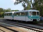 Ein �lterer Zug der UBB abgestellt am Bahnhof Zinnowitz.(10.8.2010)  ...