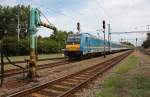 Der von 480 014 gezogene Schnellzug 854 von Budapest-Dli nach Nagykanizsa erreicht am 31.07.2012 den Bahnhof Sifok.